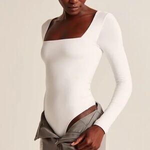 Abercrombie & Fitch White Long Sleeve Bodysuit
